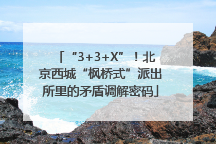 “3+3+X”！北京西城“枫桥式”派出所里的矛盾调解密码