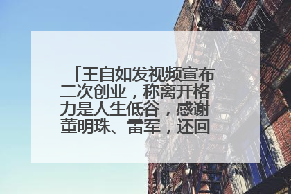 王自如发视频宣布二次创业，称离开格力是人生低谷，感谢董明珠、雷军，还回应了“工资条”：清楚自己要什么……