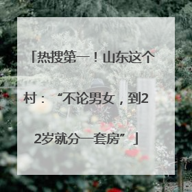 热搜第一！山东这个村：“不论男女，到22岁就分一套房”