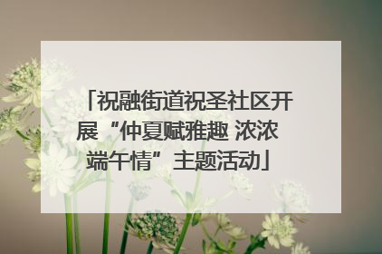 祝融街道祝圣社区开展“仲夏赋雅趣 浓浓端午情”主题活动