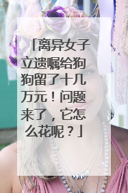 离异女子立遗嘱给狗狗留了十几万元！问题来了，它怎么花呢？