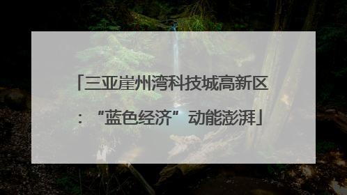 三亚崖州湾科技城高新区：“蓝色经济”动能澎湃