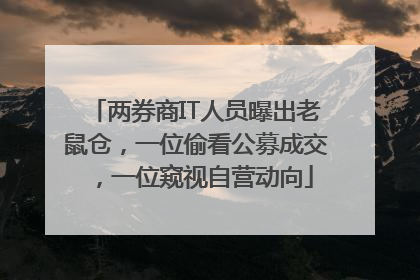 两券商IT人员曝出老鼠仓，一位偷看公募成交，一位窥视自营动向