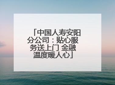 中国人寿安阳分公司：贴心服务送上门 金融温度暖人心