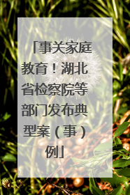 事关家庭教育！湖北省检察院等部门发布典型案（事）例