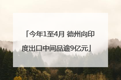 今年1至4月 德州向印度出口中间品逾9亿元