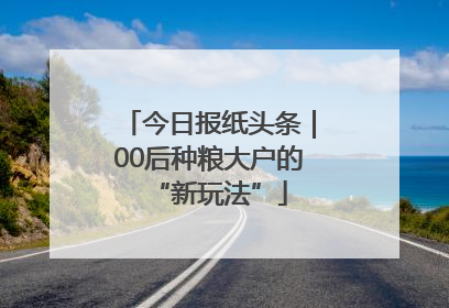 今日报纸头条｜00后种粮大户的“新玩法”