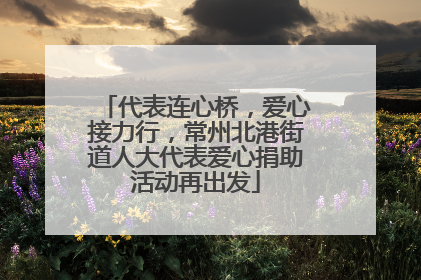 代表连心桥，爱心接力行，常州北港街道人大代表爱心捐助活动再出发