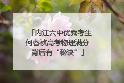 内江六中优秀考生何睿祯高考物理满分背后有“秘诀”