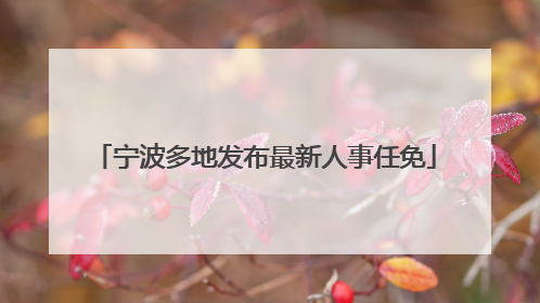 宁波多地发布最新人事任免