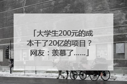 大学生200元的成本干了20亿的项目？网友：羡慕了……