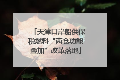 天津口岸船供保税燃料“两仓功能叠加”改革落地
