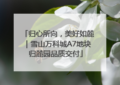 归心所向，美好如麓｜雪山万科城A7地块归麓园品质交付