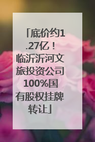 底价约1.27亿！临沂沂河文旅投资公司100%国有股权挂牌转让