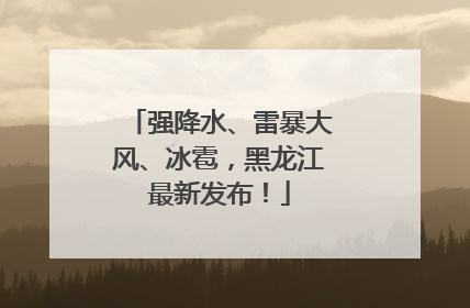 强降水、雷暴大风、冰雹，黑龙江最新发布！