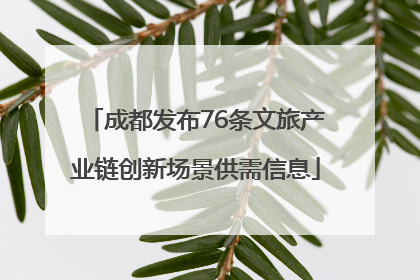 成都发布76条文旅产业链创新场景供需信息