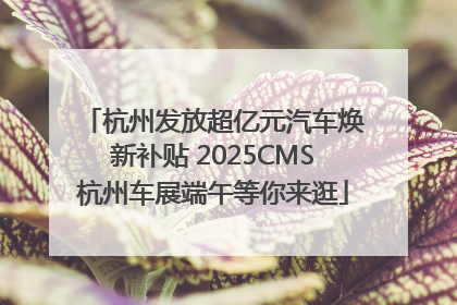 杭州发放超亿元汽车焕新补贴 2025CMS杭州车展端午等你来逛