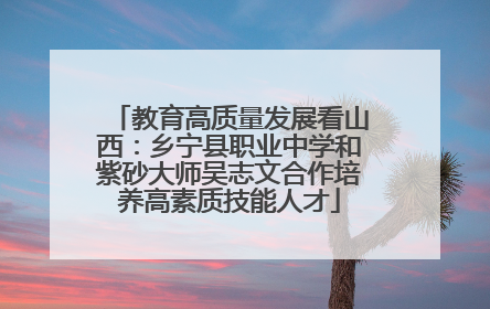教育高质量发展看山西：乡宁县职业中学和紫砂大师吴志文合作培养高素质技能人才