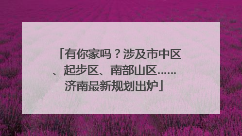 有你家吗？涉及市中区、起步区、南部山区……济南最新规划出炉