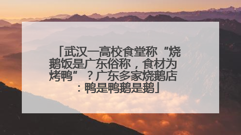 武汉一高校食堂称“烧鹅饭是广东俗称，食材为烤鸭”？广东多家烧鹅店：鸭是鸭鹅是鹅