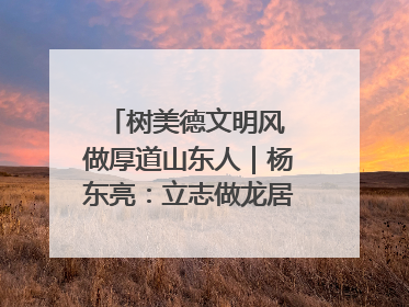 树美德文明风 做厚道山东人｜杨东亮：立志做龙居的“小丸童”