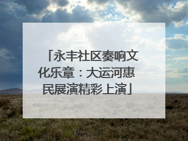 永丰社区奏响文化乐章：大运河惠民展演精彩上演