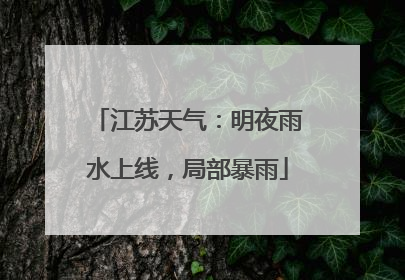 江苏天气：明夜雨水上线，局部暴雨