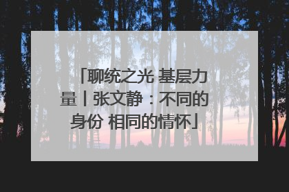 聊统之光 基层力量丨张文静：不同的身份 相同的情怀