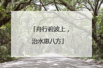 舟行碧波上，治水惠八方