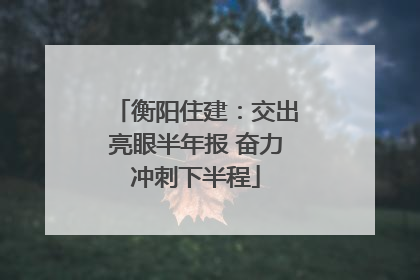 衡阳住建：交出亮眼半年报 奋力冲刺下半程