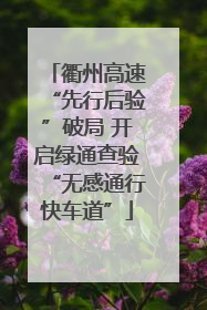 衢州高速“先行后验”破局 开启绿通查验“无感通行快车道”