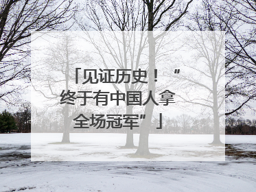 见证历史！“终于有中国人拿全场冠军”