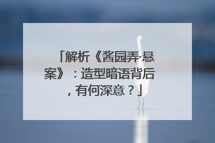 解析《酱园弄·悬案》：造型暗语背后，有何深意？