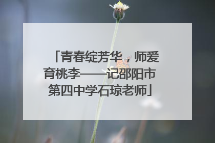 青春绽芳华，师爱育桃李——记邵阳市第四中学石琼老师