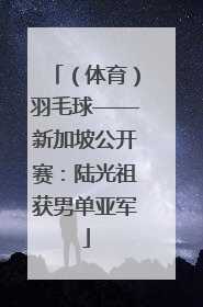 （体育）羽毛球——新加坡公开赛：陆光祖获男单亚军